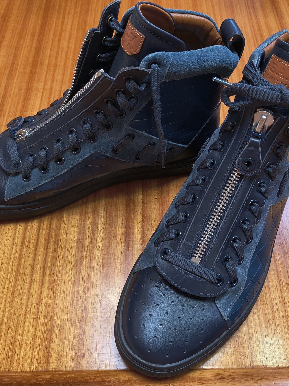 Bally Men's High Tops - Blue With Croc And Suede - Picture 2 of 6